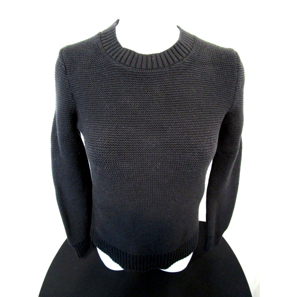J. Crew Black Cotton Knit Pullover Crew Neck Sweater Women Sz XS